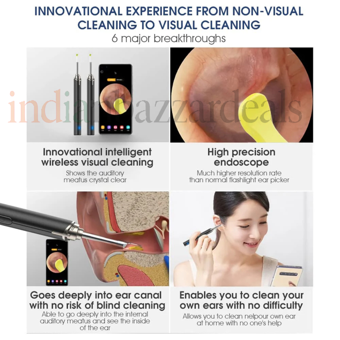 Smart Visual Ear Cleaner Pro – 1080P HD Camera, Safe Silicone Cap & Free IP67 Waterproof Otoscope Kit