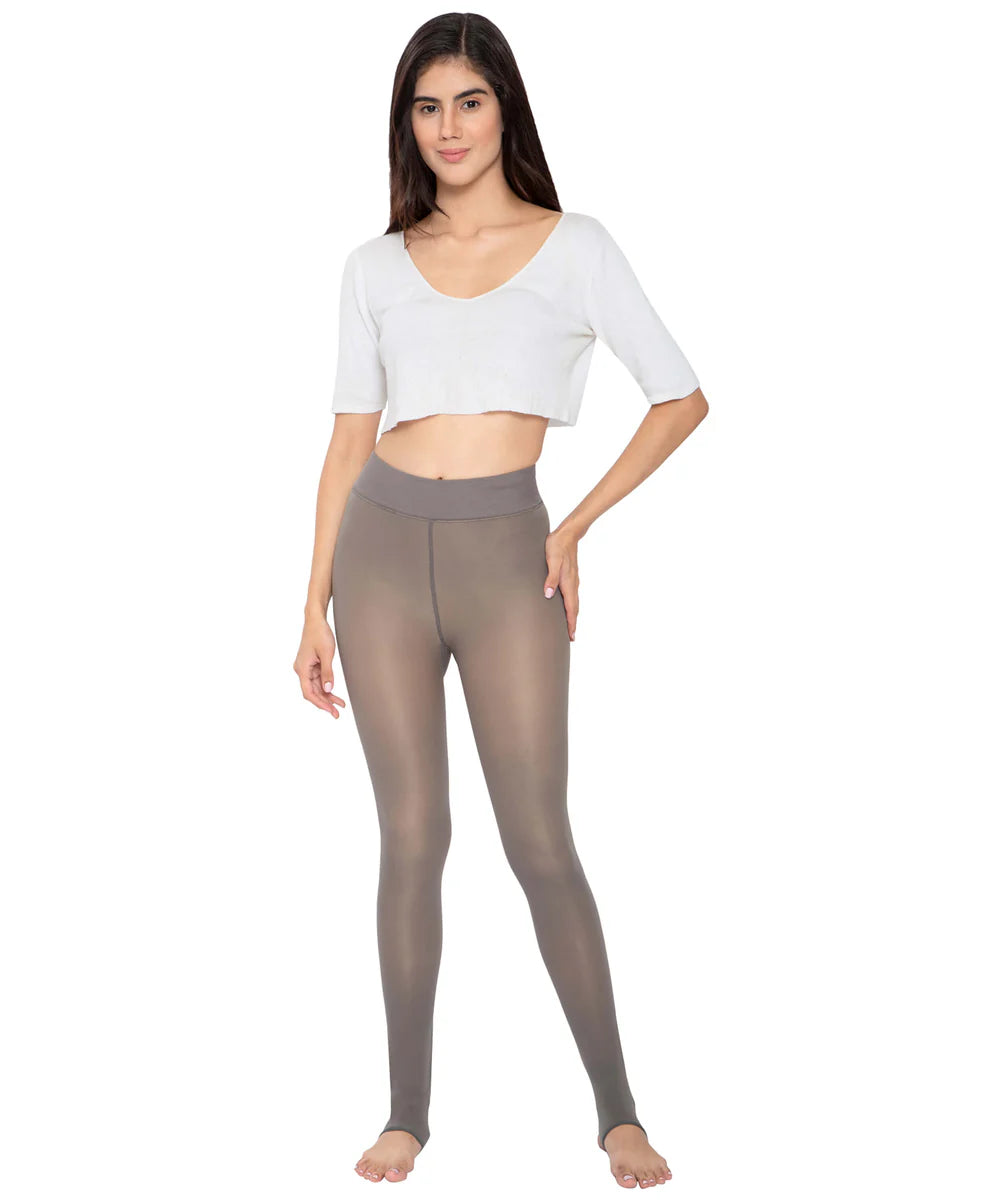 Warm Fleece Lined Leggings with Socks | Single & Dual Tone