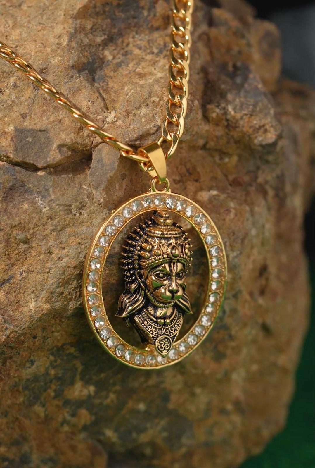 Gold Plated Hanuman Face Pendant Locket Set | Best Quality Assured