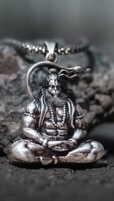 Silver Plated Shri Hanuman Locket With Chain